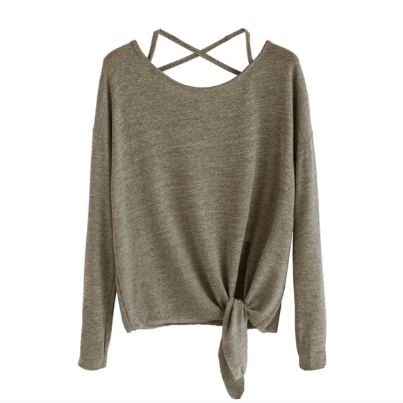 Tops - *SALE*Criss cross kahki/green top